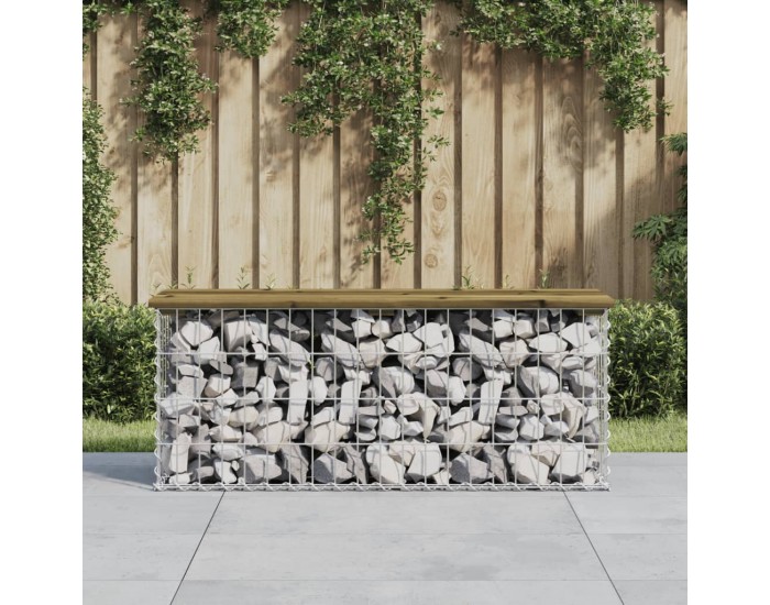 Sonata H Градинска пейка габионен дизайн 103x31,5x42 см импрегниран бор