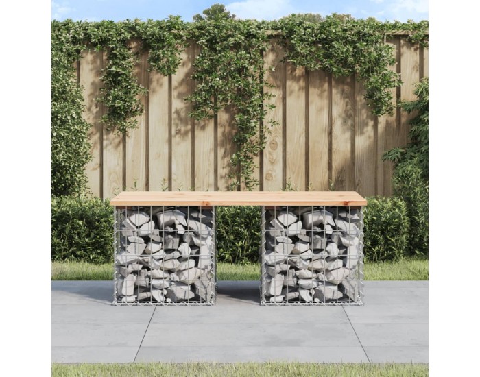 Sonata H Градинска пейка габионен дизайн 103x44x42 см борово дърво масив