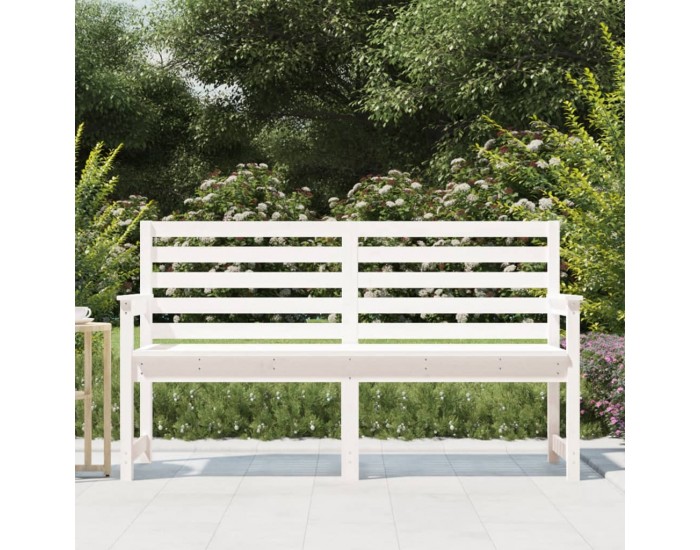 Sonata H Градинска пейка, бяла, 159,5x48x91,5 см, борово дърво масив