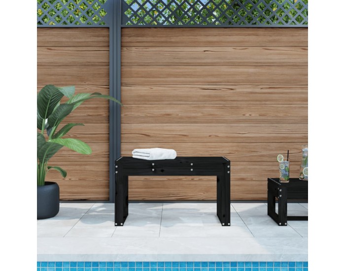 Sonata H Градинска пейка, черна, 80x38x45 см, борово дърво масив