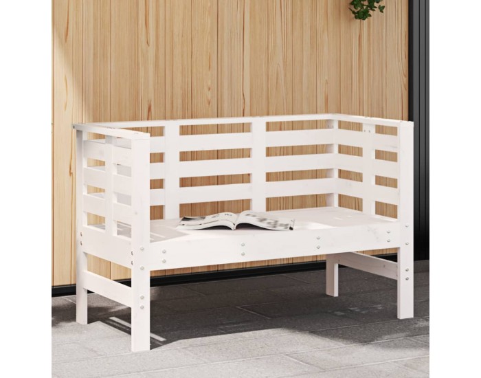 Sonata H Градинска пейка, бяла, 111,5x53x71 см, борово дърво масив