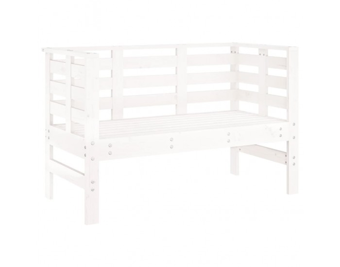 Sonata H Градинска пейка, бяла, 111,5x53x71 см, борово дърво масив