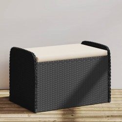 Sonata H Пейка за съхранение с възглавница черна 80x51x52 см полиратан - Градински Дивани и Пейки