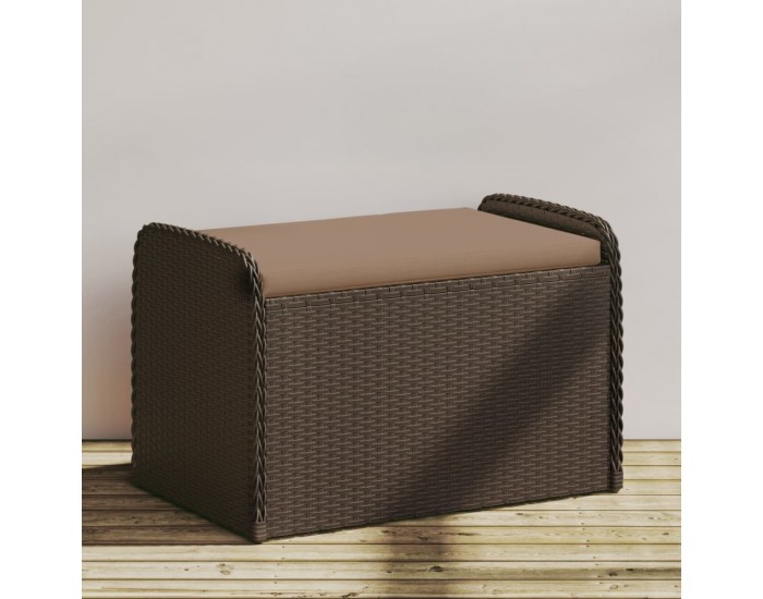 Sonata H Пейка за съхранение с възглавница кафява 80x51x52 см полиратан