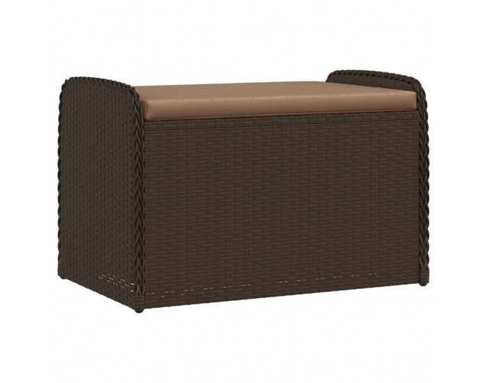 Sonata H Пейка за съхранение с възглавница кафява 80x51x52 см полиратан