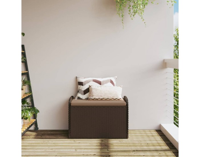 Sonata H Пейка за съхранение с възглавница кафява 80x51x52 см полиратан