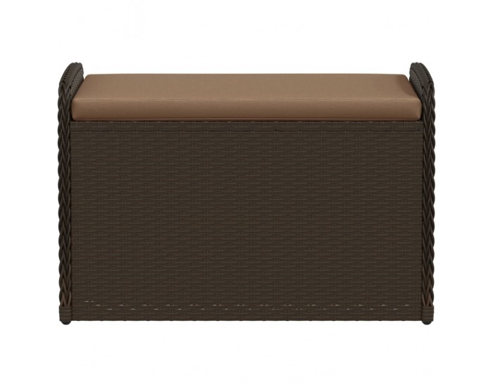 Sonata H Пейка за съхранение с възглавница кафява 80x51x52 см полиратан