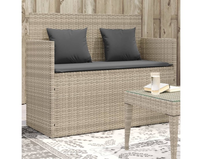 Sonata H Градинска пейка с възглавници, светлосив, полиратан