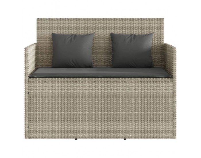 Sonata H Градинска пейка с възглавници, светлосив, полиратан