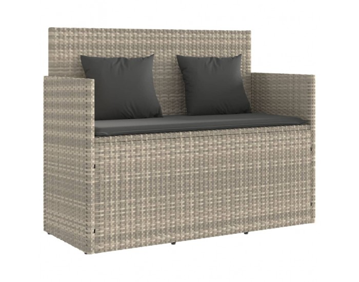 Sonata H Градинска пейка с възглавници, светлосив, полиратан