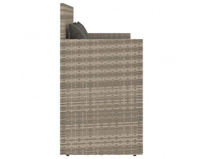 Sonata H Градинска пейка с възглавници, светлосив, полиратан