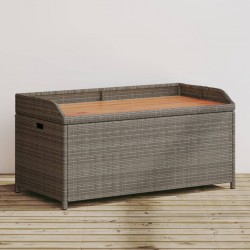 Sonata H Пейка за съхранение сива 100x50x52 см полиратан и акация - Градински Дивани и Пейки