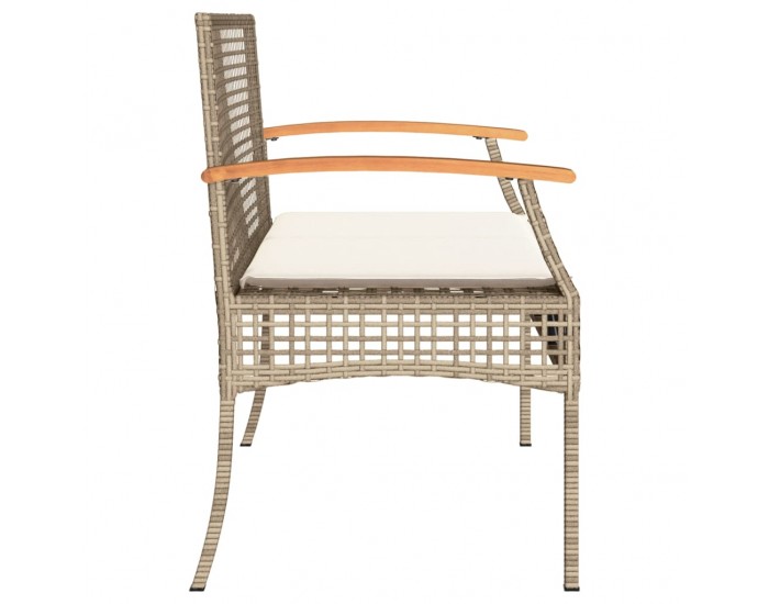 Sonata H Градинска пейка с възглавница бежов полиратан и акация дърво