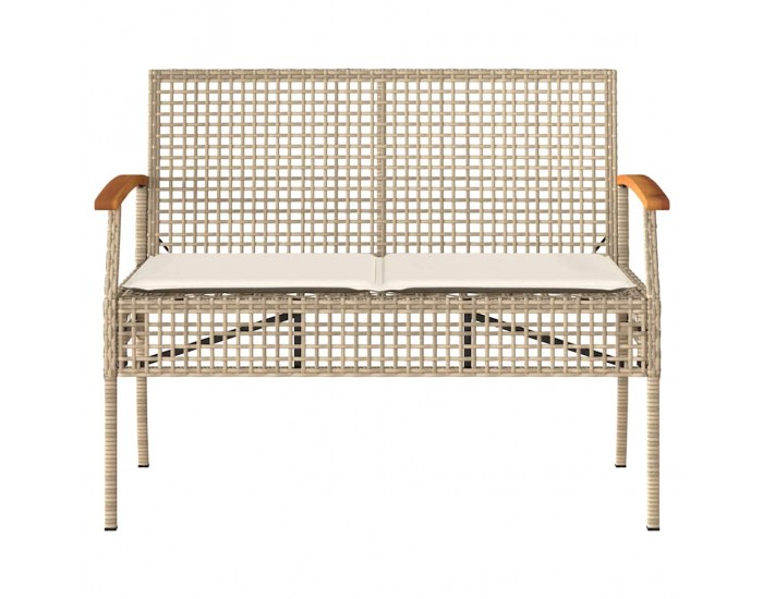 Sonata H Градинска пейка с възглавница бежов полиратан и акация дърво