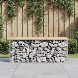 Sonata H Градинска пейка дизайн габион 103x31,5x42 см борово дърво масив - Градински Дивани и Пейки