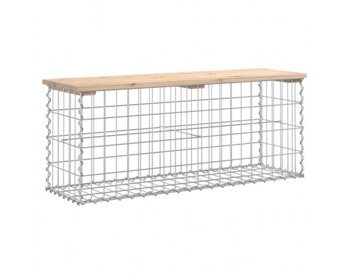 Sonata H Градинска пейка дизайн габион 103x31,5x42 см борово дърво масив