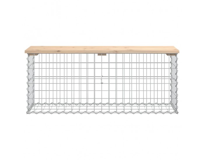 Sonata H Градинска пейка дизайн габион 103x31,5x42 см борово дърво масив