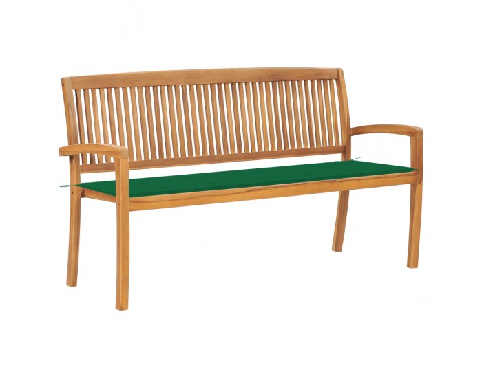 Sonata H Стифираща градинска пейка с възглавница, 159 см, тик масив