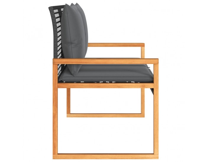 Sonata H Градинска пейка с възглавница черен полиратан и акация дърво