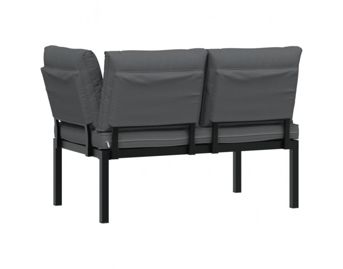 Sonata H Градинска пейка с възглавници, черен, алуминий