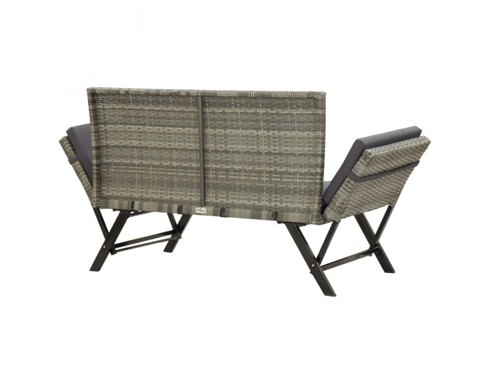 Sonata H Градинска пейка с възглавници, сива, 176 см, полиратан