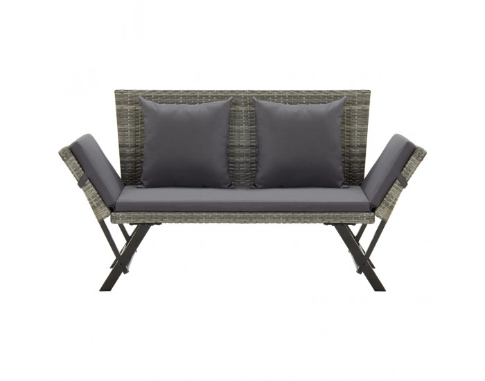 Sonata H Градинска пейка с възглавници, сива, 176 см, полиратан
