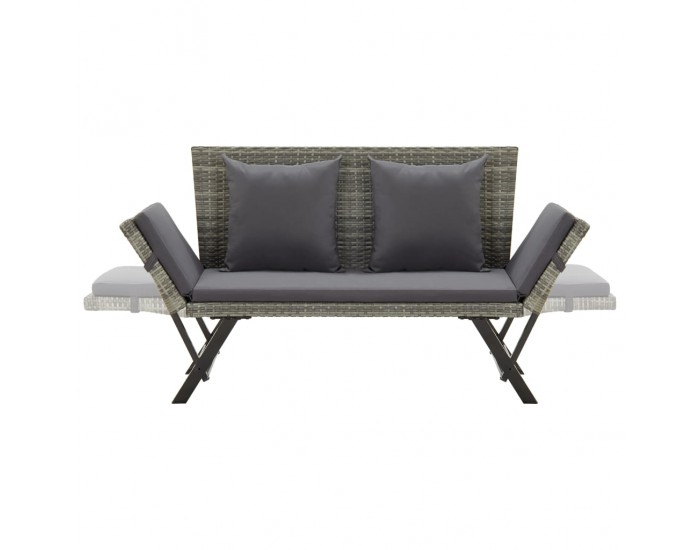 Sonata H Градинска пейка с възглавници, сива, 176 см, полиратан