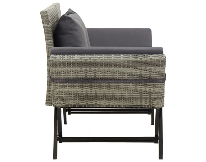 Sonata H Градинска пейка с възглавници, сива, 176 см, полиратан