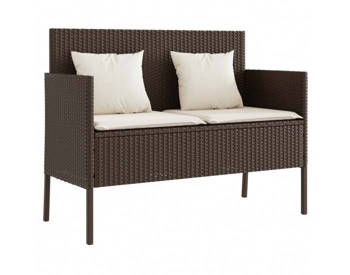 Sonata H Градинска пейка с възглавници, кафява, полиратан