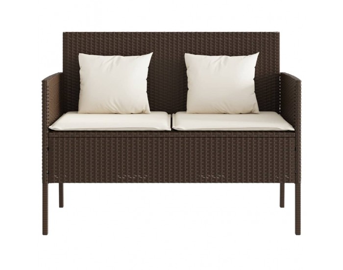 Sonata H Градинска пейка с възглавници, кафява, полиратан