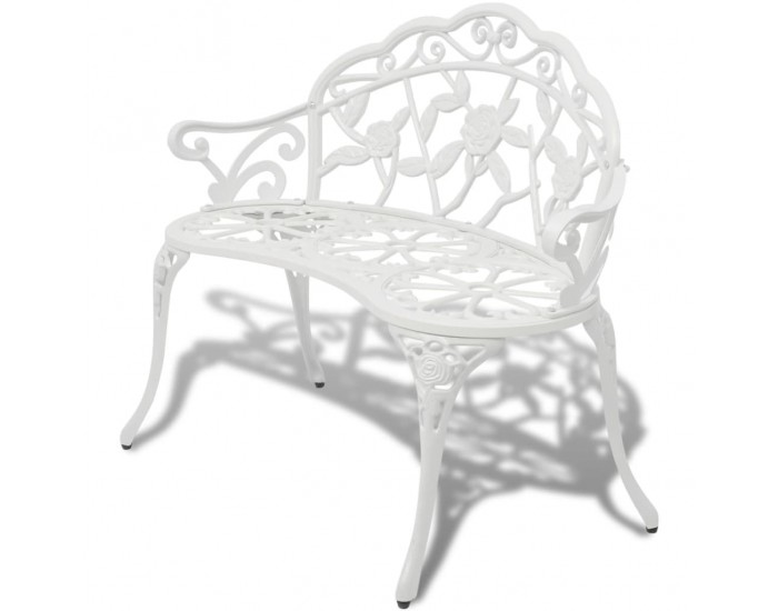 Sonata H Градинска пейка, 100 см, лят алуминий, бяла