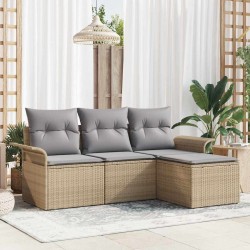 Sonata H Градински Софа Комплект 4 pcs Бежово 55 x 55 x 37см полиратан - Градински Дивани и Пейки
