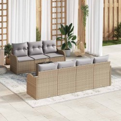 Sonata H Градински Софа Комплект 8 pcs Бежово 55 x 55 x 37 см Полиратан - Градински Дивани и Пейки