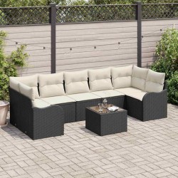 Sonata H Градински Софа Комплект 8 pcs Черно 55 x 55 x 37 см Полиратан - Градински Дивани и Пейки