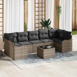 Sonata H Градински Софа Комплект 8 pcs Сив 55 x 55 x 37 см Полиратан - Градински Дивани и Пейки