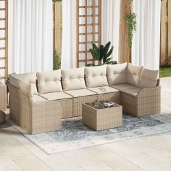 Sonata H Градински Софа Комплект 8 pcs Бежово 55 x 55 x 37 см Полиратан - Градински Дивани и Пейки