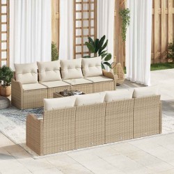 Sonata H Градински Софа Комплект 9 pcs Бежово 55 x 55 x 37 см Полиратан - Градински Дивани и Пейки