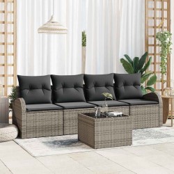 Sonata H Градински Софа Комплект 5 pcs Сив 55 x 55 x 37 см Полиратан - Градински Дивани и Пейки