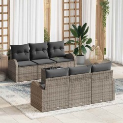 Sonata H Градински Софа Комплект 7 pcs Сив 55 x 55 x 37 см Полиратан - Градински Дивани и Пейки