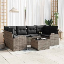Sonata H Градински Софа Комплект 7 pcs Сив 55 x 55 x 37 см Полиратан - Градински Дивани и Пейки