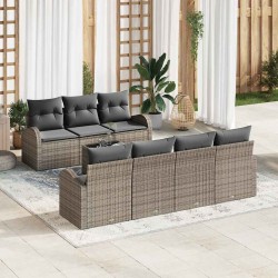 Sonata H Градински Софа Комплект 8 pcs Сив 55 x 55 x 37 см полиратан - Градински Дивани и Пейки