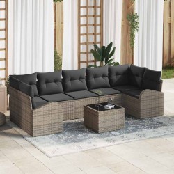 Sonata H Градински Софа Комплект 8 pcs Сив 55 x 55 x 37 см полиратан - Градински Дивани и Пейки