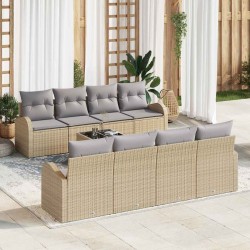 Sonata H Градински Софа Комплект 7 pcs Бежово 55 x 55 x 37 см полиратан - Градински Дивани и Пейки