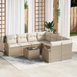 Sonata H Градински Софа Комплект 9 pcs Бежово 55 x 55 x 37 см полиратан - Градински Дивани и Пейки