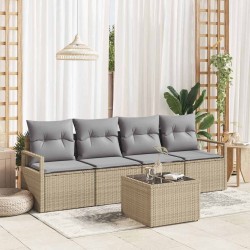 Sonata H Градински Софа Комплект 5 pcs Бежово и сиво 55 x 55 x 37 см - Градински Дивани и Пейки