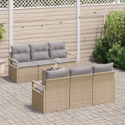 Sonata H Градински Софа Комплект 7 pcs Бежово и сиво 55 x 55 x 37 см - Градински Дивани и Пейки