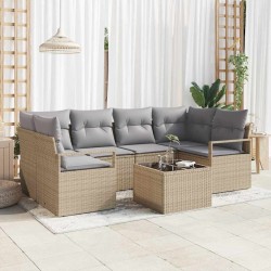 Sonata H Градински Софа Комплект 7 pcs Бежово и сиво 55 x 55 x 37 см - Градински Дивани и Пейки