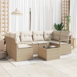 Sonata H Градински Софа Комплект 7 pcs Бежов и кремав 55 x 55 x 37 см - Градински Дивани и Пейки