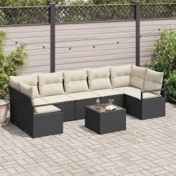 Sonata H Градински Софа Комплект 8 pcs Черен и кремав 55 x 55 x 37 см - Градински Дивани и Пейки