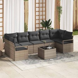 Sonata H Градински Софа Комплект 8 pcs Сив 55 x 55 x 37 см полиратан - Градински Дивани и Пейки